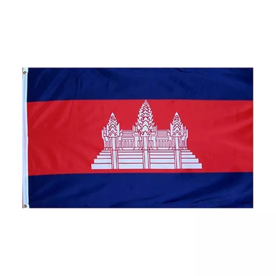 پلی استر سفارشی 3 X 5 پرچم چاپ دیجیتال / چاپ روی صفحه پرچم ملی کمبودیا
