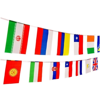 پرچم ریسمان 68D / 100D پلی استر 10x15cm اندازه سفارشی پرچم های رشته بین المللی