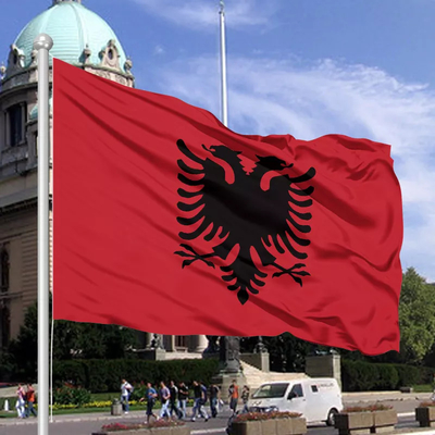 پرچم های سفارشی رنگ CMYK 3X5 Ft 100% پلی استر پرچم کشور آلبانی