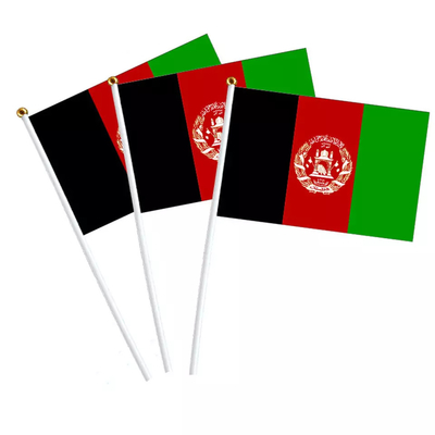 پرچم های دستی شخصی شده با قطب سفید 100 بعدی پلی استر پرچم بین المللی افغانستان