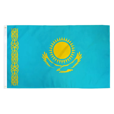 100٪ پلی استر قزاقستان پرچم کشور 3X5ft چاپ دیجیتال سفارشی / چاپ روی صفحه