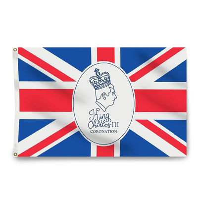 پرچم پادشاه چارلز 3x5 فوت با کیفیت بالا تاجگذاری پادشاه چارلز سوم 2023