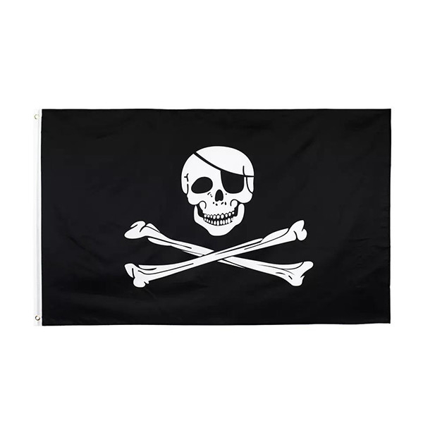 پرچم سفارشی پلی استر OEM 3x5 Ft Skull Crossbones پرچم دزدان دریایی