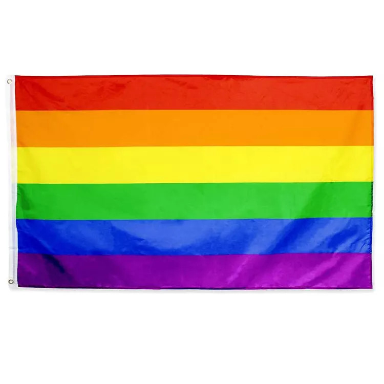 پرچم رنگین کمان همجنس گرا 3*5 فوتی با پرچم LGBT چاپ شده دیجیتال سفارشی