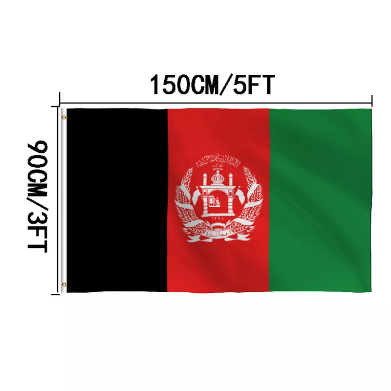 CMYK رنگ 3x5 پرچم سفارشی 100% پلی استر پرچم بین المللی افغانستان